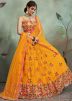 Yellow Floral Embroidered Net Lehenga Choli