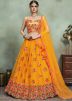 Yellow Floral Embroidered Net Lehenga Choli