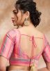 Pink Color Brocade Saree Blouse