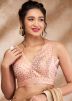 Peach Color Brocade Saree Blouse 