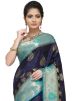 Navy Blue Pure Banarasi Silk Woven Saree