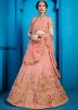 Buy Art Silk Zari Embellished Designer Peach Lehenga Choli Online USA