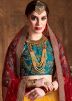 Yellow and Green Embroidered Lehenga Choli