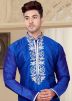 Royal Blue Art Dupion Kurta Pyjama Set
