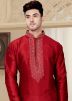 Red Art Dupion Kurta Pyjama Set