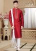 Red Art Dupion Kurta Pyjama Set