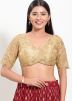 Golden Color Net Saree Blouse 