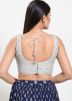 Silver Color Net Saree Blouse 
