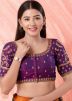Purple Color Dupion Silk Saree Blouse 