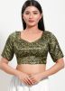 Mehendi Green Color Silk Saree Blouse