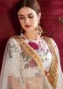 White Floral Print Lehenga Choli With Dupatta