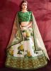White and Green Floral Print Lehenga Choli With Dupatta