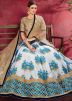 White and Blue Digital Floral Print Lehenga Choli