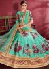 Turquoise Floral Print Lehenga Choli With Dupatta