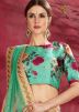 Turquoise Floral Print Lehenga Choli With Dupatta