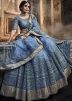 Blue Thread Embroidered Lehenga Choli With Dupatta