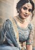 Blue Thread Embroidered Lehenga Choli With Dupatta