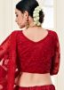 Red Embroidered Net Lehenga Choli With Dupatta