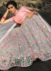 Grey Floral Embroidered Lehenga Choli With Dupatta
