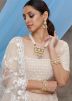 Beige Embroidered Net Lehenga Choli With Dupatta
