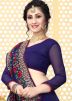 Navy Blue Georgette Embroidered Saree 