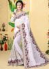 Off White Georgette Embroidered Saree 