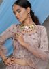 Mauve Embroidered Bell Sleeved Lehenga Choli