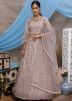 Mauve Embroidered Bell Sleeved Lehenga Choli