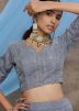 Grey Embroidered Net Lehenga Choli With Dupatta