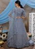 Grey Embroidered Net Lehenga Choli With Dupatta