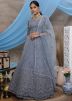 Grey Embroidered Net Lehenga Choli With Dupatta
