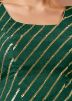 Green Sequin Work Blouse In Georgette