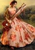 Peach Organza Silk Floral Digital Print Lehenga Choli