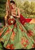 Green Floral Digital Print Organza Silk Lehenga Choli