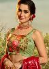 Green Floral Digital Print Organza Silk Lehenga Choli
