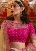 Beige And Pink Shaded Woven Lehenga Choli With Dupatta