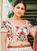 White and Pink Shaded Digital Floral Printed Lehenga Choli