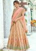 Beige and Peach Shaded Digital Floral Printed Lehenga Choli