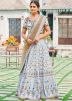 Grey Floral Digital Printed Silk Lehenga Choli 