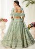 Green Mirror Work Embroidered Net Lehenga Choli