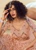 Peach Sequins Embellished Lehenga Choli With Dupatta