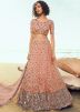 Peach Sequins Embellished Lehenga Choli With Dupatta