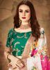 White Floral Digital Printed Organza Silk Lehenga Choli