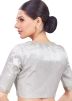Silver Color Brocade Saree Blouse