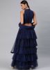 Navy Blue Multi Tiered Style Ruffled Lehenga Choli