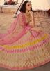 Beige Mirror Work Organza Silk Embroidered Lehenga Choli