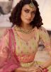 Beige Mirror Work Organza Silk Embroidered Lehenga Choli