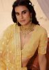 Yellow Mirror Work Organza Silk Embroidered Lehenga Choli