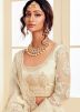 Off White Embroidered Net Lehenga Choli