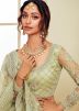 Green Embroidered Net Lehenga Choli With Dupatta